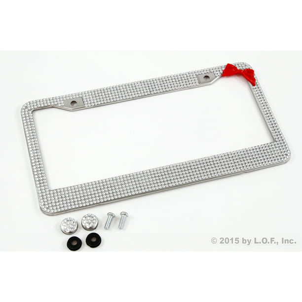 7 Rows RED Color Bling Crystal Rhinestone METAL License Plate Frame